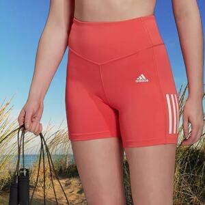 NWT - Adidas Women’s Aeroready 3 Stripe Biker Shorts Pink White Size: L